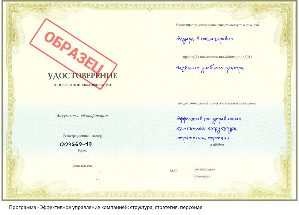 Эффективное управление компанией: структура, стратегия, персонал Каспийск