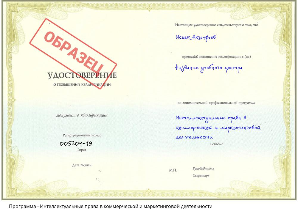 Интеллектуальные права в коммерческой и маркетинговой деятельности Каспийск