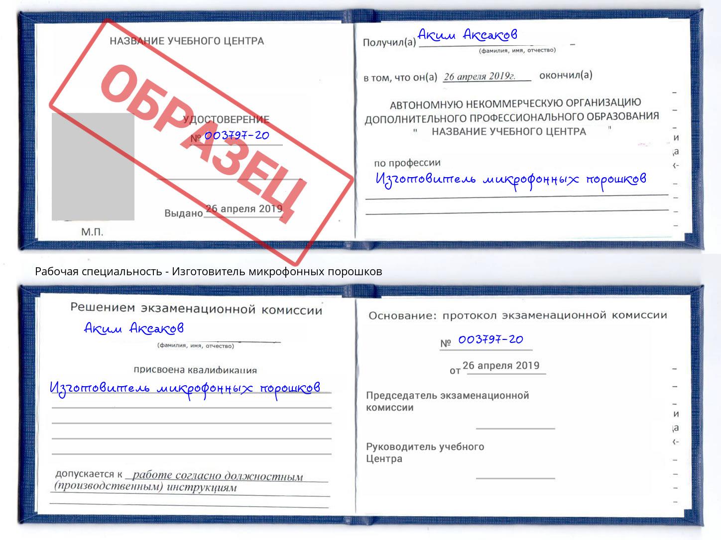 Изготовитель микрофонных порошков Каспийск