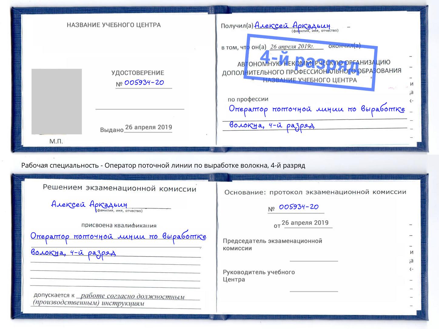 корочка 4-й разряд Оператор поточной линии по выработке волокна Каспийск